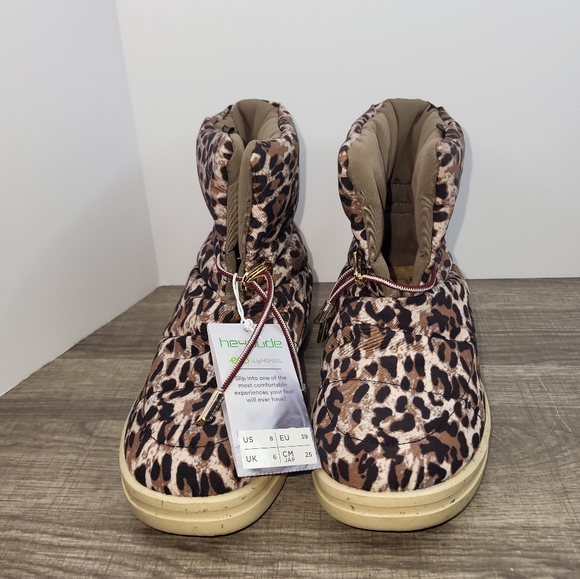 Hey Dude Womens Margot Eco Leopard Nut Size 8 Comfort Shoes Boots - Picture 4 of 7